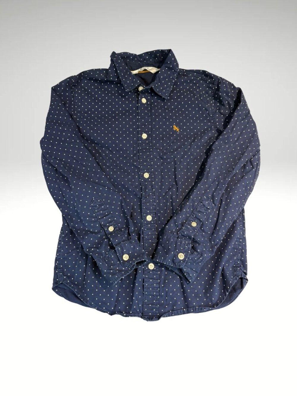 H&M Boys Navy Blue Preppy Long Sleeve Button Down Shirt Size 7-8 (SKU: 202B)